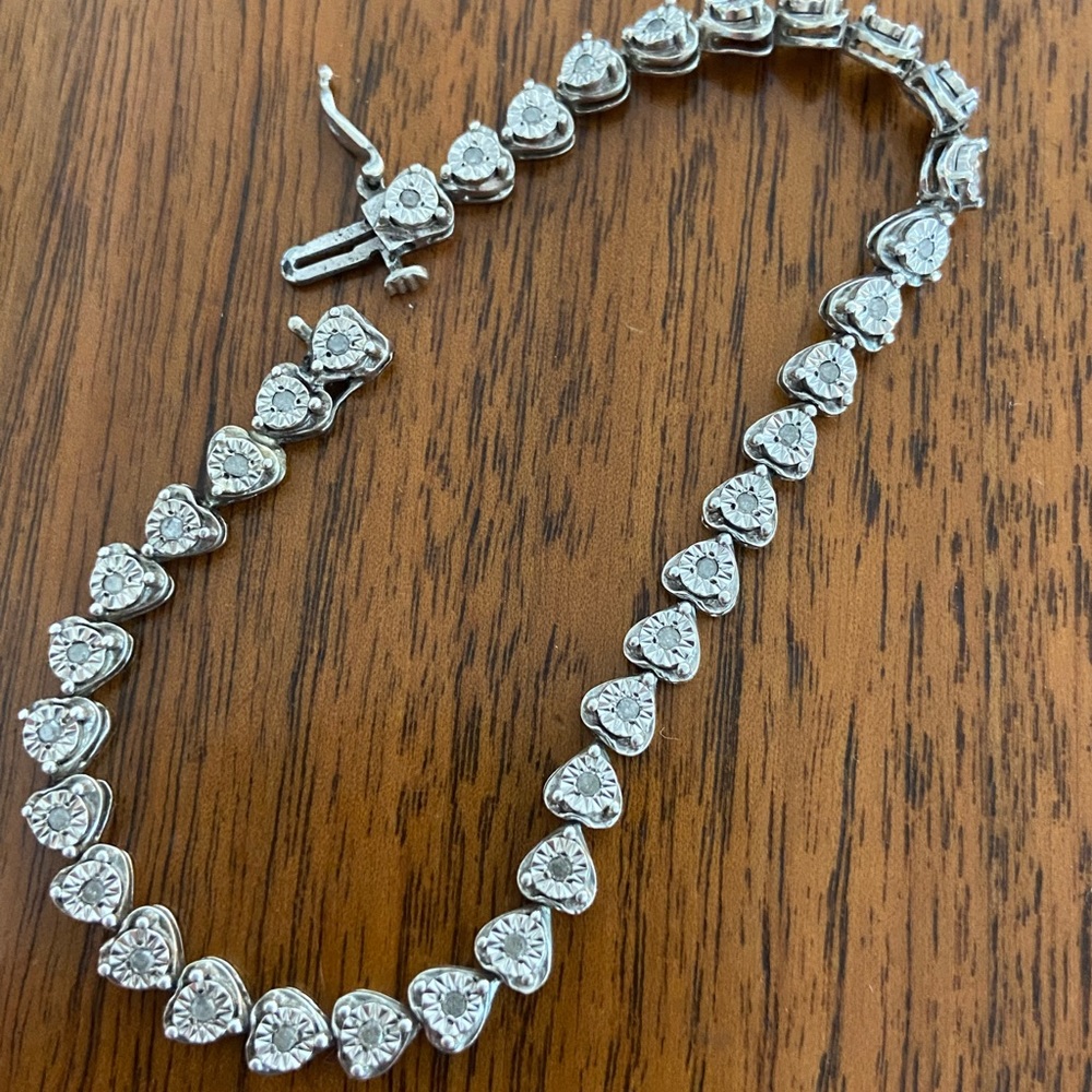 Diamond and silver bracelet